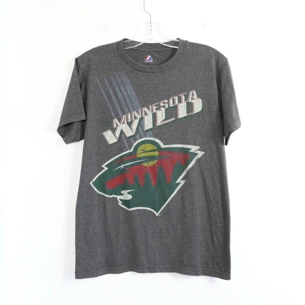 Minnesota Wild NHL hockey team t-shirt sports graphic tee men's grey retro print